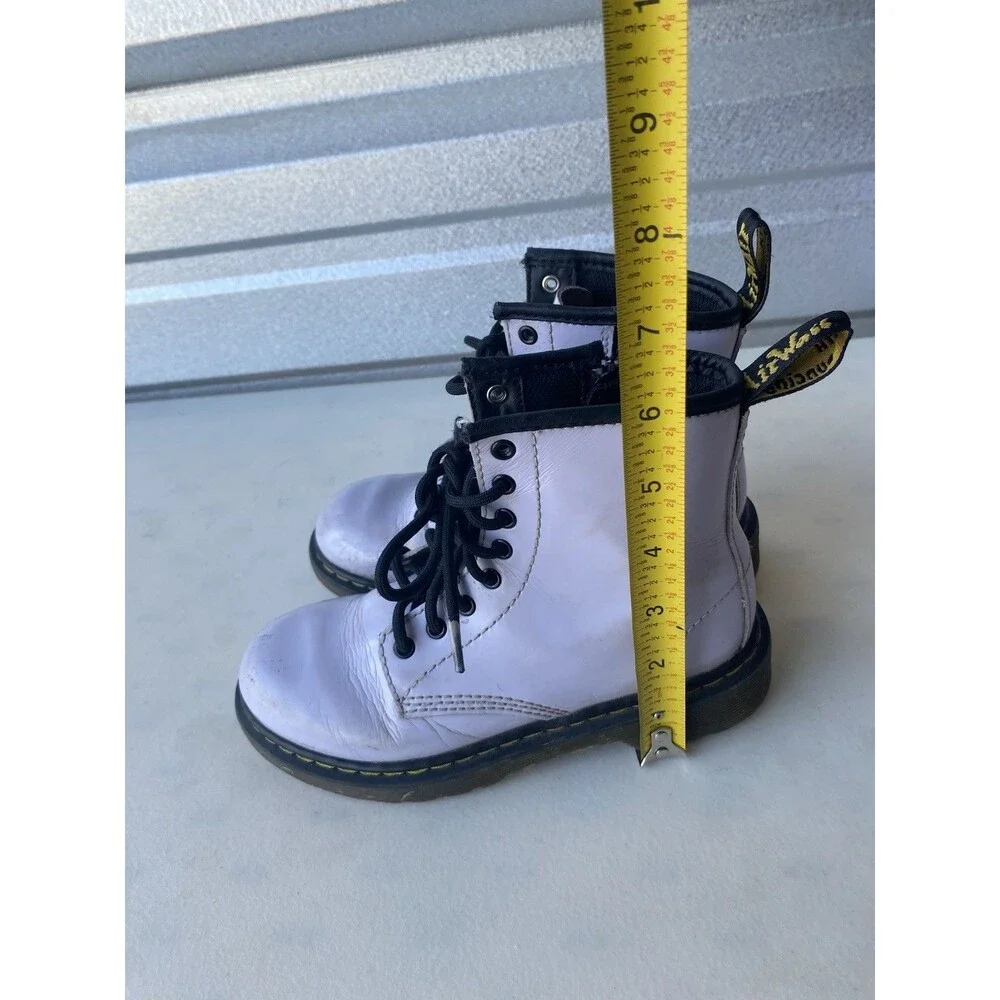 Dr Martens Delaney Kids Boot Size US 1 Purple Patent Leather Size Zip 1460